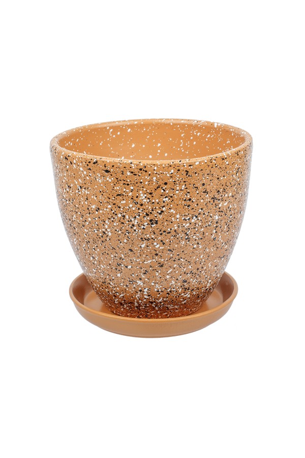 Керамический горшок Терраццо с подставкой, 2,4 л., Д175 Ш175 В158, терракотовый