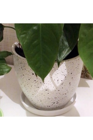 Керамический горшок Терраццо с подставкой, 2, 4 л., Д175 Ш175 В158, белый