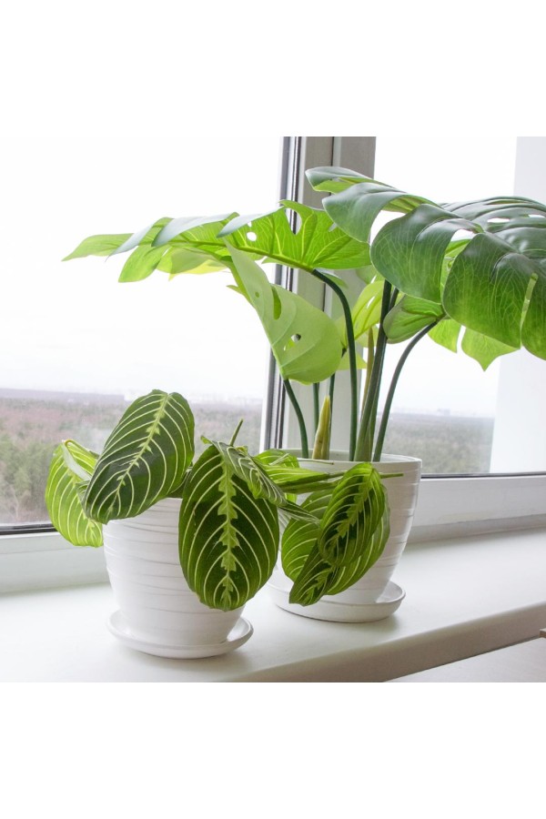 Керамический горшок Рельеф с подставкой, 1,4 л., Д135 Ш135 В130, белый