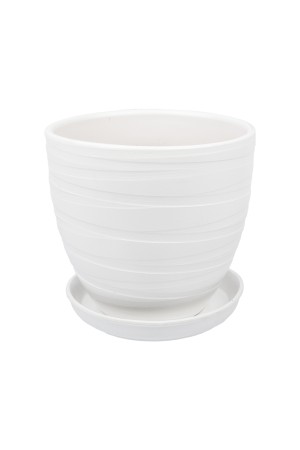 Керамический горшок Рельеф с подставкой, 2, 4 л., Д175 Ш175 В158, белый