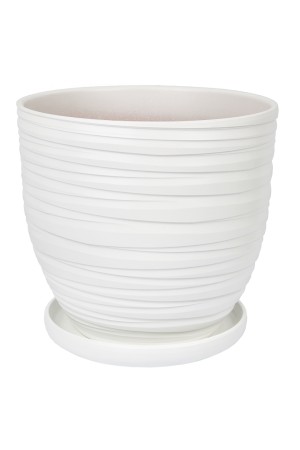 Керамический горшок Рельеф с подставкой, 4, 7 л., Д215 Ш215 В200, белый