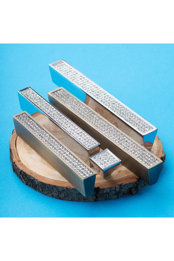 Ручка-скоба с кристаллами, 128 мм, бронза