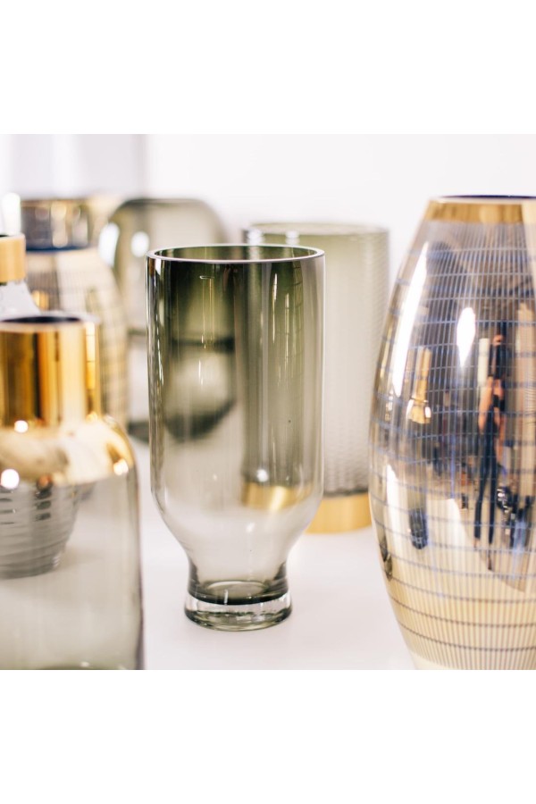 Декоративная ваза из цветного стекла, Д120 Ш120 В250, серый