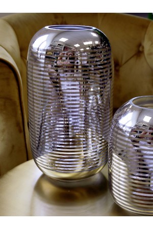 Декоративная ваза из стекла с cеребряным напылением, Д150 Ш150 В270, серебристый