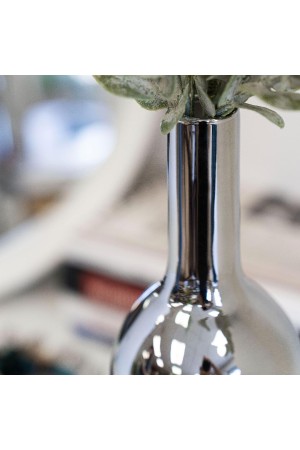 Декоративная ваза-бутылка из стекла с зеркальным покрытием, Д85 Ш85 В345, серебряный