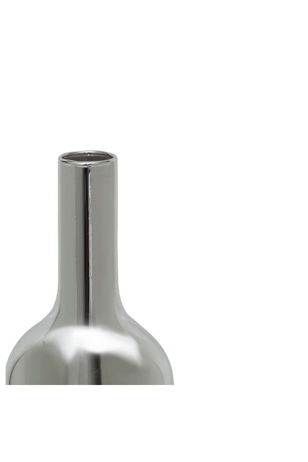 Декоративная ваза-бутылка из стекла с зеркальным покрытием, Д85 Ш85 В280, серебряный
