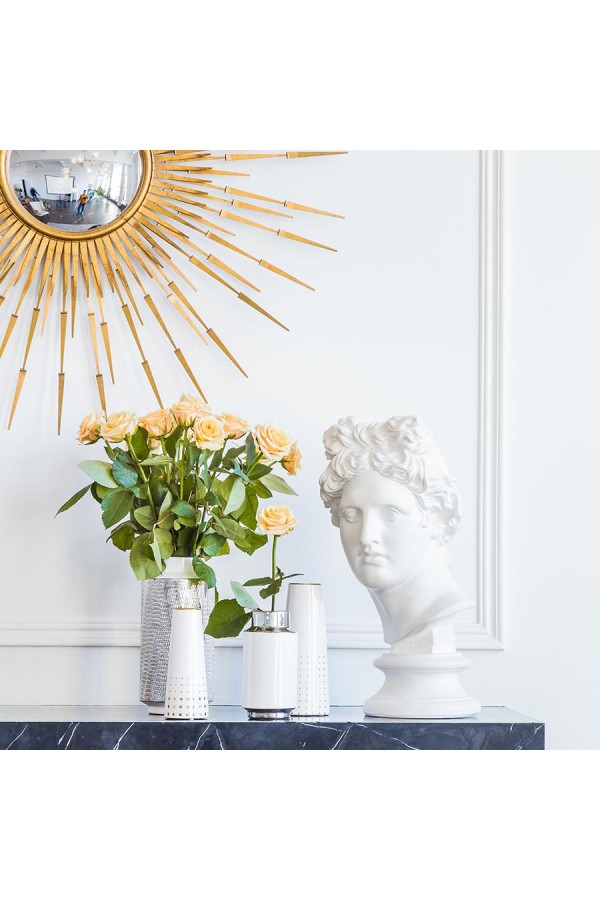 Декоративная ваза Контраст, Д100 Ш100 В200, белый с серебром