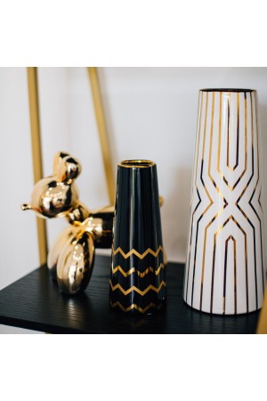 Декоративная ваза Арт Деко, Д120 Ш120 В300, белый с золотом