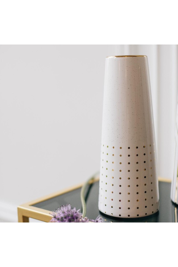 Декоративная ваза Арт Деко, Д100 Ш100 В250, белый с золотом