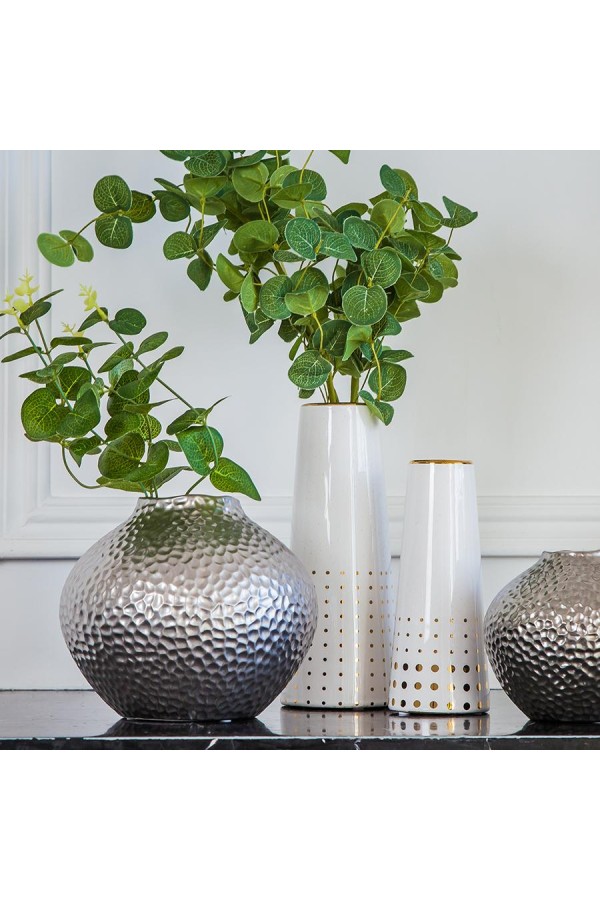 Декоративная ваза Арт Деко, Д100 Ш100 В250, белый с золотом