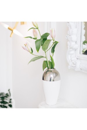 Декоративная ваза Шик, Д125 Ш125 В250, белый с серебром