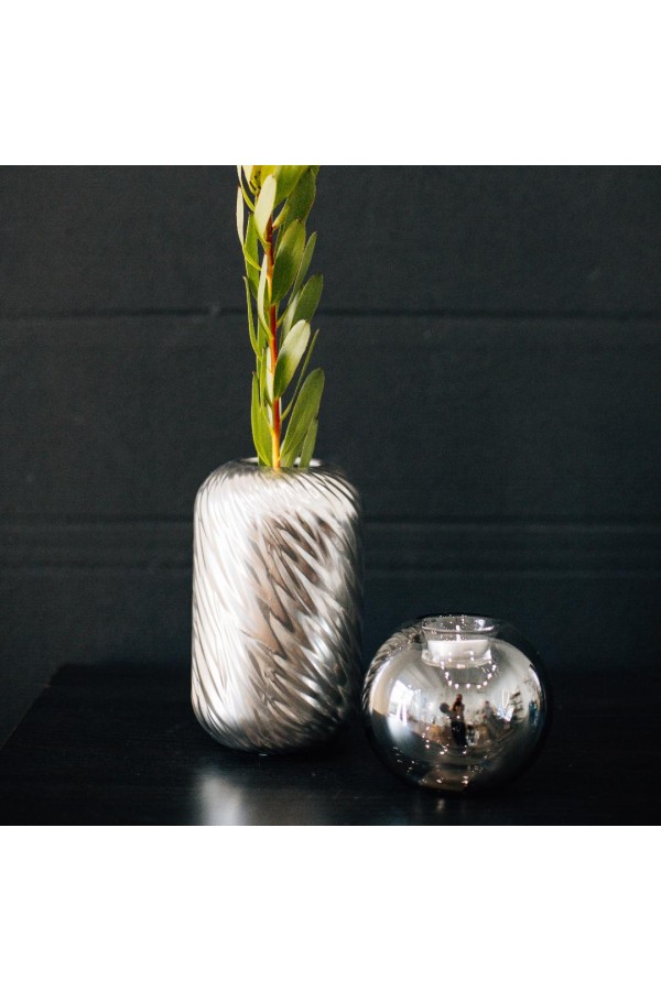 Декоративная ваза Волна, Д120 Ш120 В200, серебряный