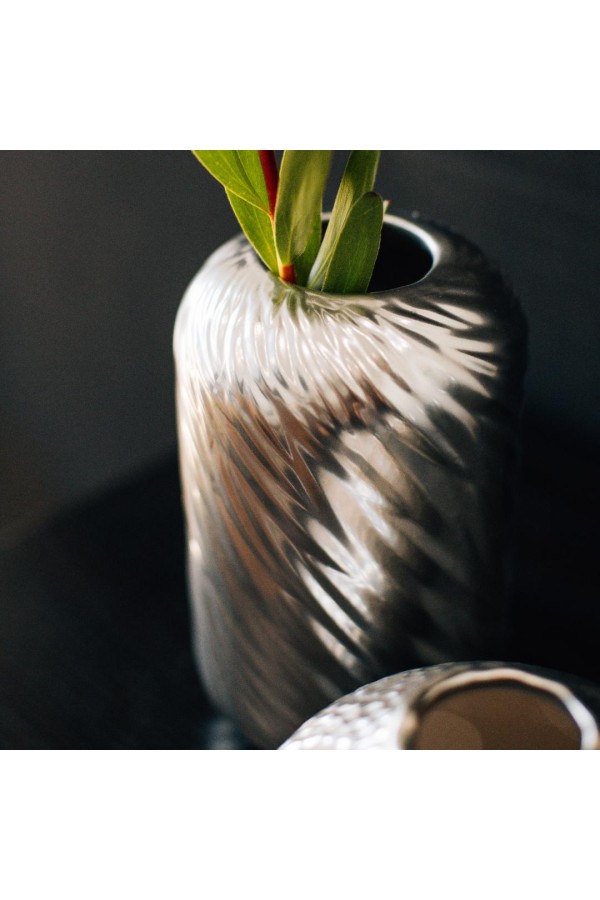 Декоративная ваза Волна, Д120 Ш120 В200, серебряный