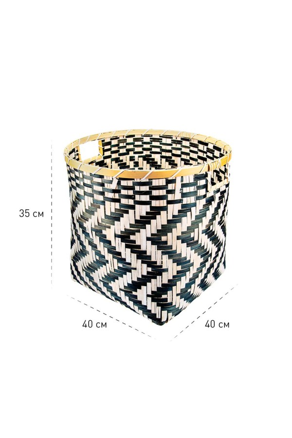 Корзина стеллажная с ручками "Зигзаг", Д400 Ш400 В350, черный, белый