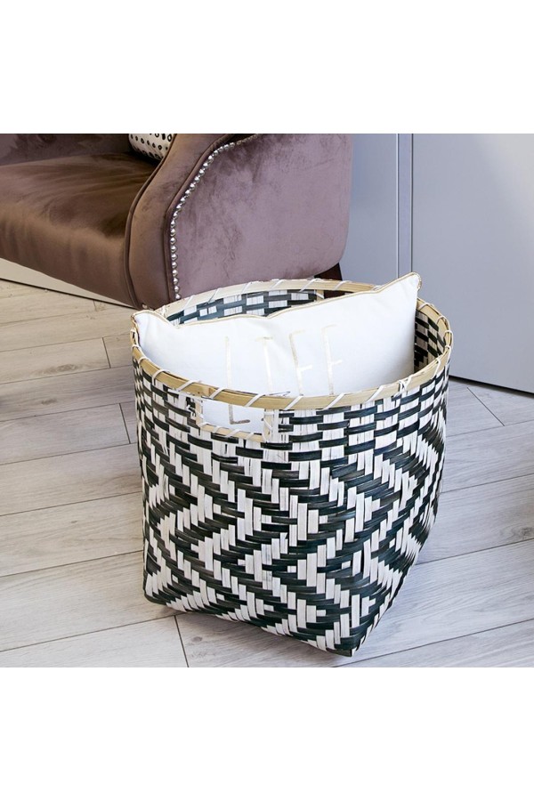 Корзина стеллажная с ручками "Зигзаг", Д400 Ш400 В350, черный, белый