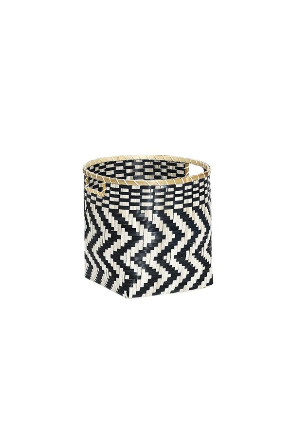 Корзина стеллажная с ручками "Зигзаг", Д350 Ш350 В300, черный, белый