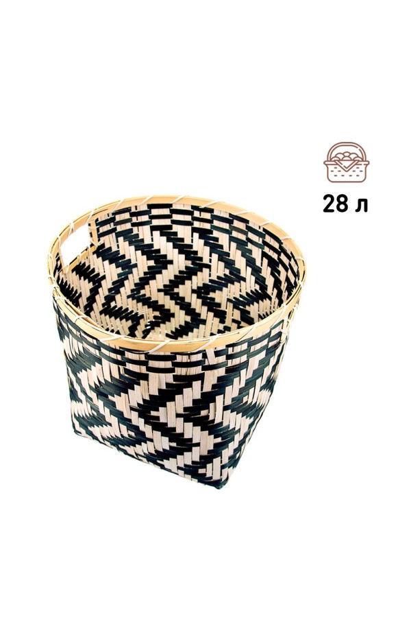 Корзина стеллажная с ручками "Зигзаг", Д350 Ш350 В300, черный, белый