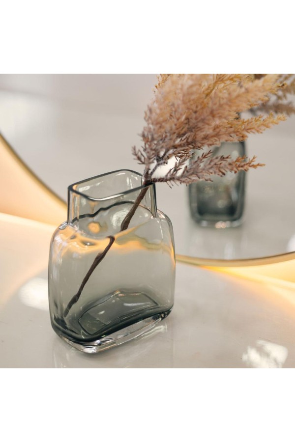 Декоративная ваза из стекла, Д127 Ш80 В147, серый