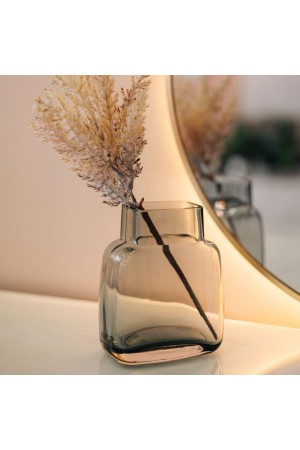 Декоративная ваза из стекла, Д127 Ш80 В147, серый