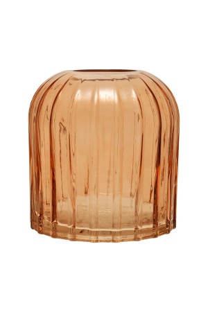 Декоративная ваза из стекла Рельеф, Д145 Ш145 В160, персиковый