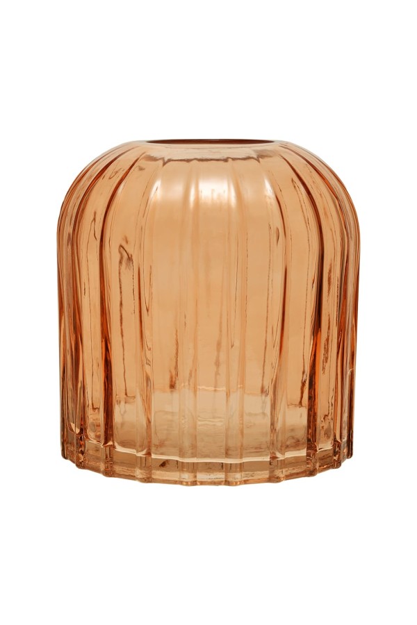 Декоративная ваза из стекла Рельеф, Д145 Ш145 В160, персиковый