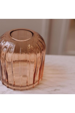 Декоративная ваза из стекла Рельеф, Д145 Ш145 В160, персиковый