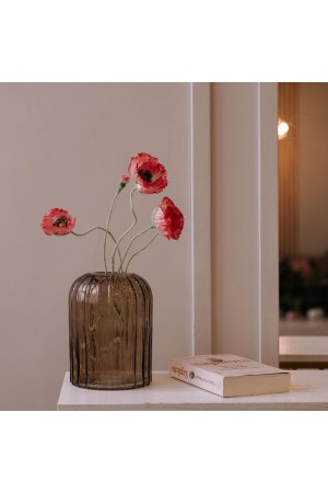 Декоративная ваза из стекла Рельеф, Д145 Ш145 В200, коричневый