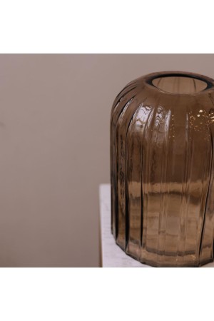 Декоративная ваза из стекла Рельеф, Д145 Ш145 В200, коричневый