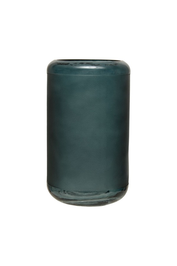 Декоративная ваза из стекла Цилиндр, Д148 Ш148 В253, синий