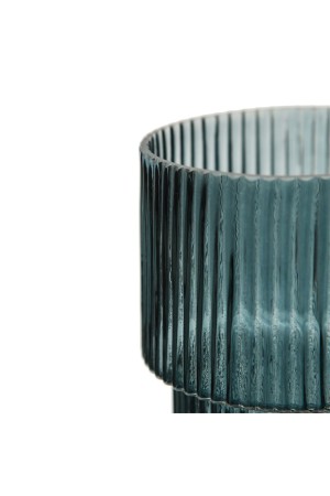 Декоративная ваза из рельефного стекла, Д95 Ш95 В200, синий