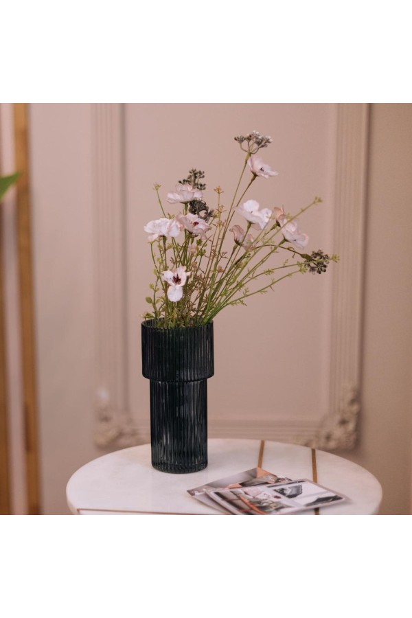 Декоративная ваза из рельефного стекла, Д95 Ш95 В200, синий