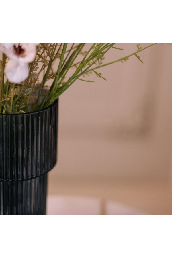 Декоративная ваза из рельефного стекла, Д95 Ш95 В200, синий