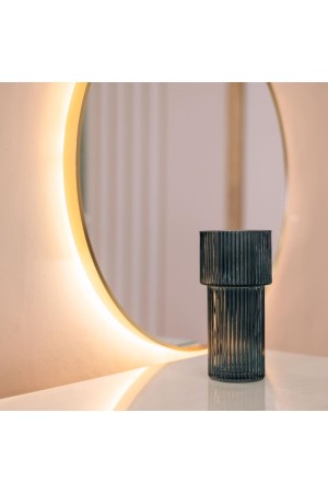 Декоративная ваза из рельефного стекла, Д95 Ш95 В200, синий