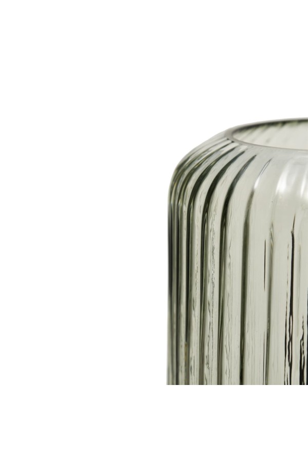 Декоративная ваза из рельефного стекла, Д180 Ш180 В305, серый