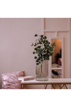 Декоративная ваза из рельефного стекла, Д180 Ш180 В305, серый