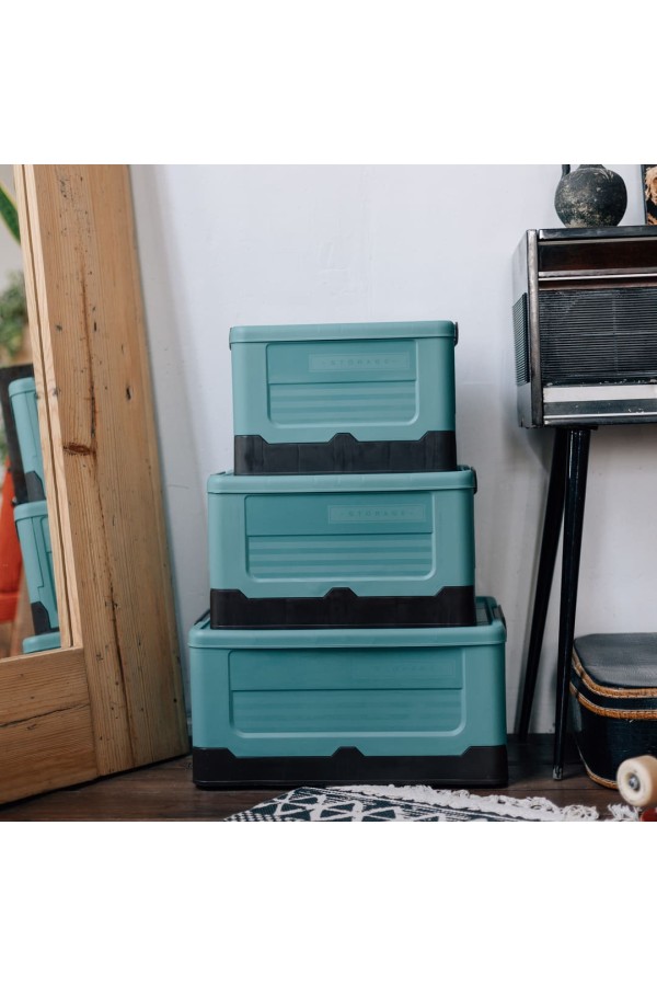 Короб пластиковый складной "Пазл", Д400 Ш280 В230, голубой