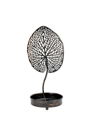 Металлический подсвечник Лист, Д210 Ш150 В350, черный