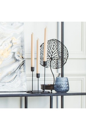 Металлический подсвечник Лист, Д210 Ш150 В350, черный