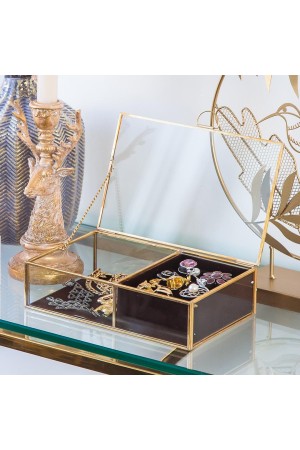 Стеклянная шкатулка для ювелирных украшений, Д200 Ш127 В50