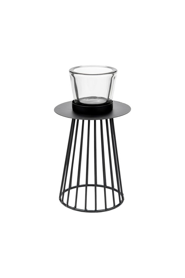 Металлический подсвечник, Д125 Ш125 В220, черный