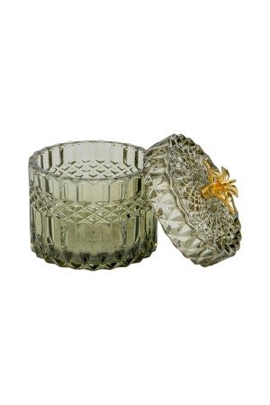 Стеклянная шкатулка, Д90 Ш90 В100, оливковый