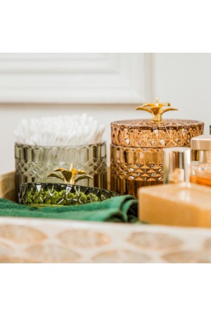 Стеклянная шкатулка, Д90 Ш90 В100, зеленый