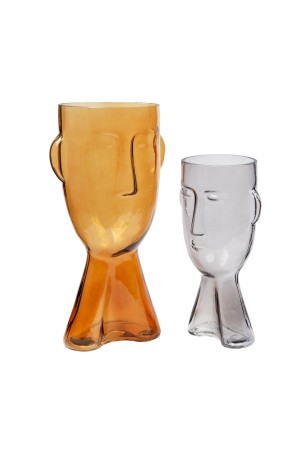 Стеклянная ваза Фейс, Д160 Ш150 В315, желтый