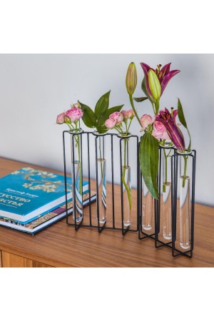 Стеклянный держатель для цветов, Д320 Ш55 В215, прозрачный