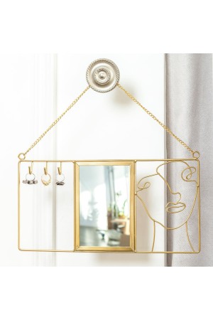 Держатель для ювелирных украшений с зеркалом, Д400 Ш200 В30, золотой