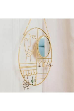 Держатель для ювелирных украшений с зеркалом, Д350 Ш350 В25, золотой