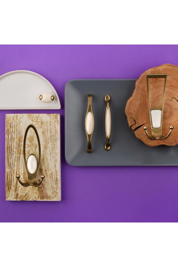 Ручка-кнопка с фарфором, оксидированная бронза