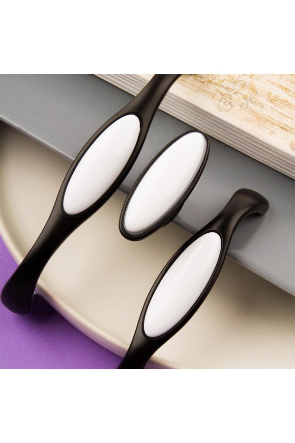 Ручка-кнопка с фарфором, матовый черный