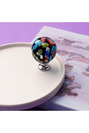 Ручка-кнопка, разноцветное стекло, хром