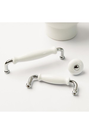 Ручка-кнопка, с фарфором хром/белый